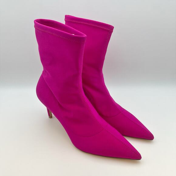 Stuart Weitzman Women's Stuart 75 Stretch Bootie Size 7.5 Pink Magenta NWOB - Picture 6 of 13